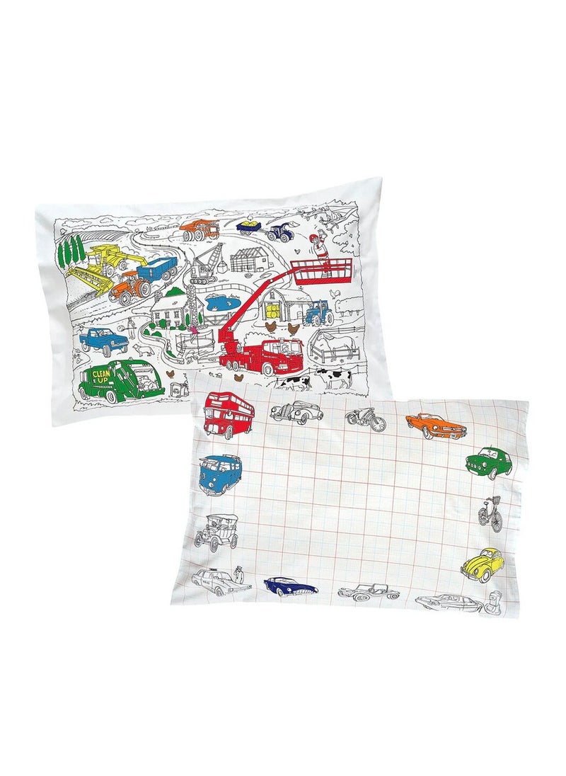 eatsleepdoodle Coloring Pillowcase, Working Wheels  - Image 3