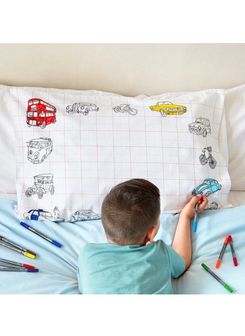 eatsleepdoodle Coloring Pillowcase, Working Wheels  - Image 5