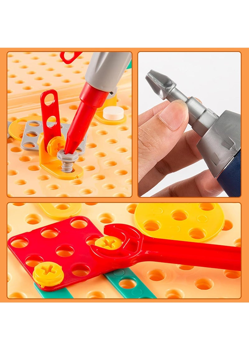 Magic Montessori Play Toolbox with Drill, 203Pcs Magic Montessori Play Toolbox Bear-Themed, 2D/3D Creativity Tool Box Montessori Toys Gift for Age 3-12 Years Old Boys Kids - Image 4