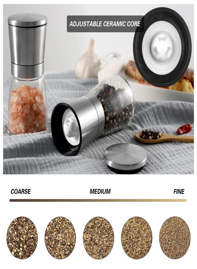 VEVOK CHEF Salt and Pepper Grinder Set Stainless Steel Adjustable Coarseness Ceramic Pepper Mill Salt Crusher with Silicone Tray Salt and Pepper Shaker Spice Grinder Kitchen - Image 2