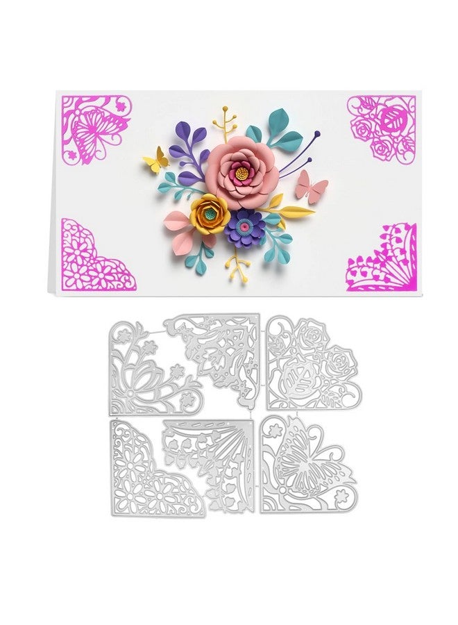 lyfLux 9 pcs Die Cuts for Card Making, lyfLux 3 Pcs Skeleton Square Frame Cutting Dies, 6 pcs Metal Corner Lace Die Cuts, Flowers, Butterflies, Embossing Template for Scrapbooking, Cutting Dies Sets - Image 3
