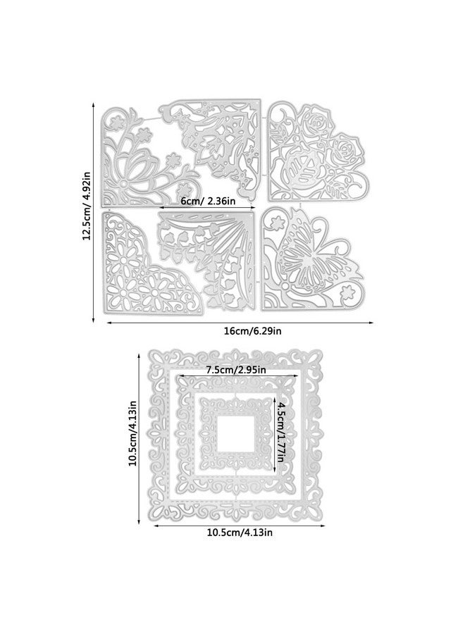 lyfLux 9 pcs Die Cuts for Card Making, lyfLux 3 Pcs Skeleton Square Frame Cutting Dies, 6 pcs Metal Corner Lace Die Cuts, Flowers, Butterflies, Embossing Template for Scrapbooking, Cutting Dies Sets - Image 2