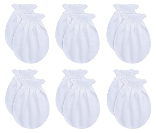 RATIVE Newborn Baby Cotton Gloves Sleep Sleeping No Scratch Mittens Mitts Set for 0-6 Months Unisex Neutral Boys Girls (6 pairs/white) - Image 1