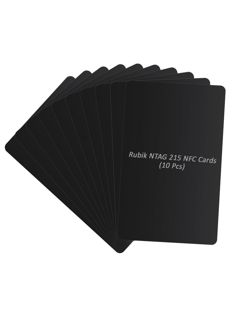 Rubik NFC NTAG215 PVC Cards, 504 Bytes Programmable Memory, NFC 215 Chip Business Cards Compatible with NFC Enabled Devices - Black (10) - Image 1