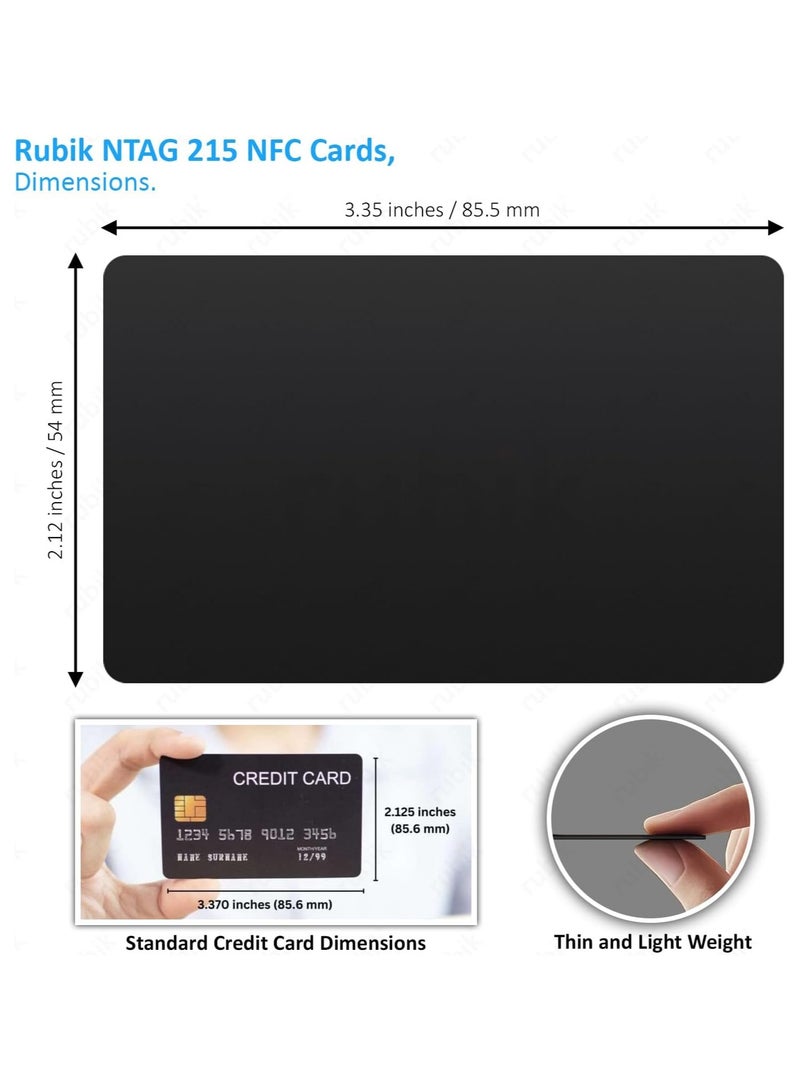 Rubik NFC NTAG215 PVC Cards, 504 Bytes Programmable Memory, NFC 215 Chip Business Cards Compatible with NFC Enabled Devices - Black (10) - Image 4