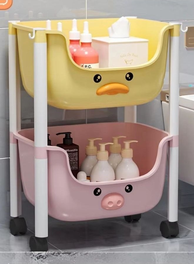 سکیلو عربة تخزين بلاستيكية متعددة الأغراض بأربع طبقات مزودة بعجلات - رف عملي قابل للطي والإزالة للاستخدام في المطبخ والمنزل والحمام - Image 4