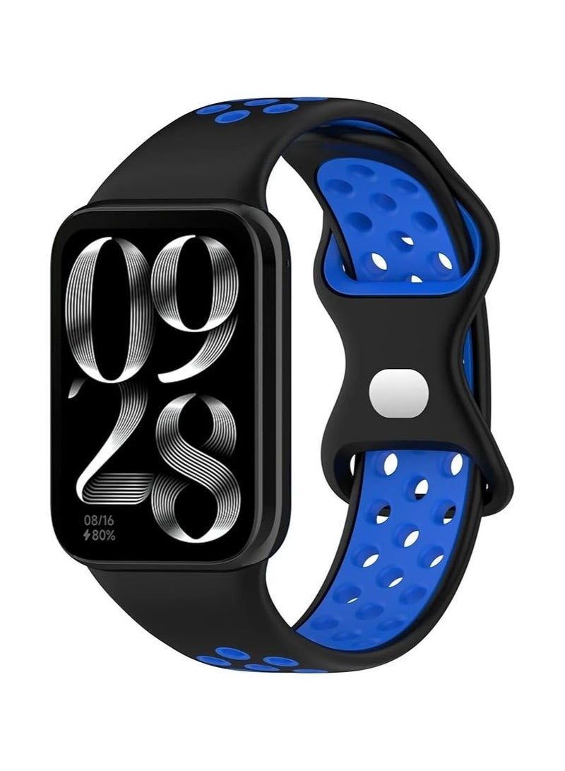 Replacement Adjustable Wristbands Compatible with Xiaomi Band 9 Pro/Band 8 Pro, Compatible with Redmi Watch 5/4 Band Soft Silicone Wrist Strap Watch Accessories (Black @ Blue)