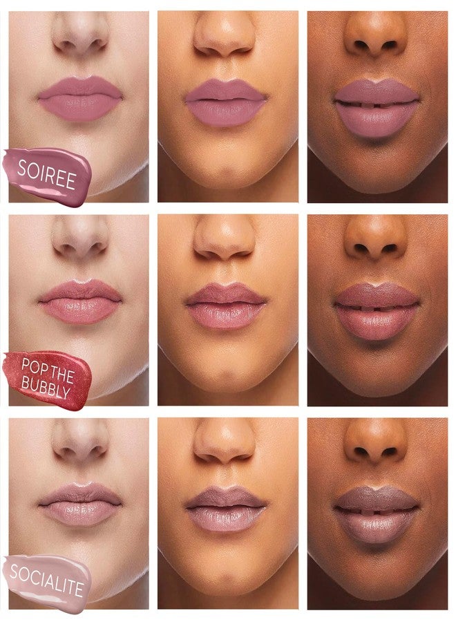 Mirabella 3 Pack Lip Gloss Trio - Highly Pigmented Shimmer Lip Gloss Non Sticky with Hydrating Medical Grade Lanolin for Chapped Lips, Lip Gloss for Women Set of 3 Shades - Image 4