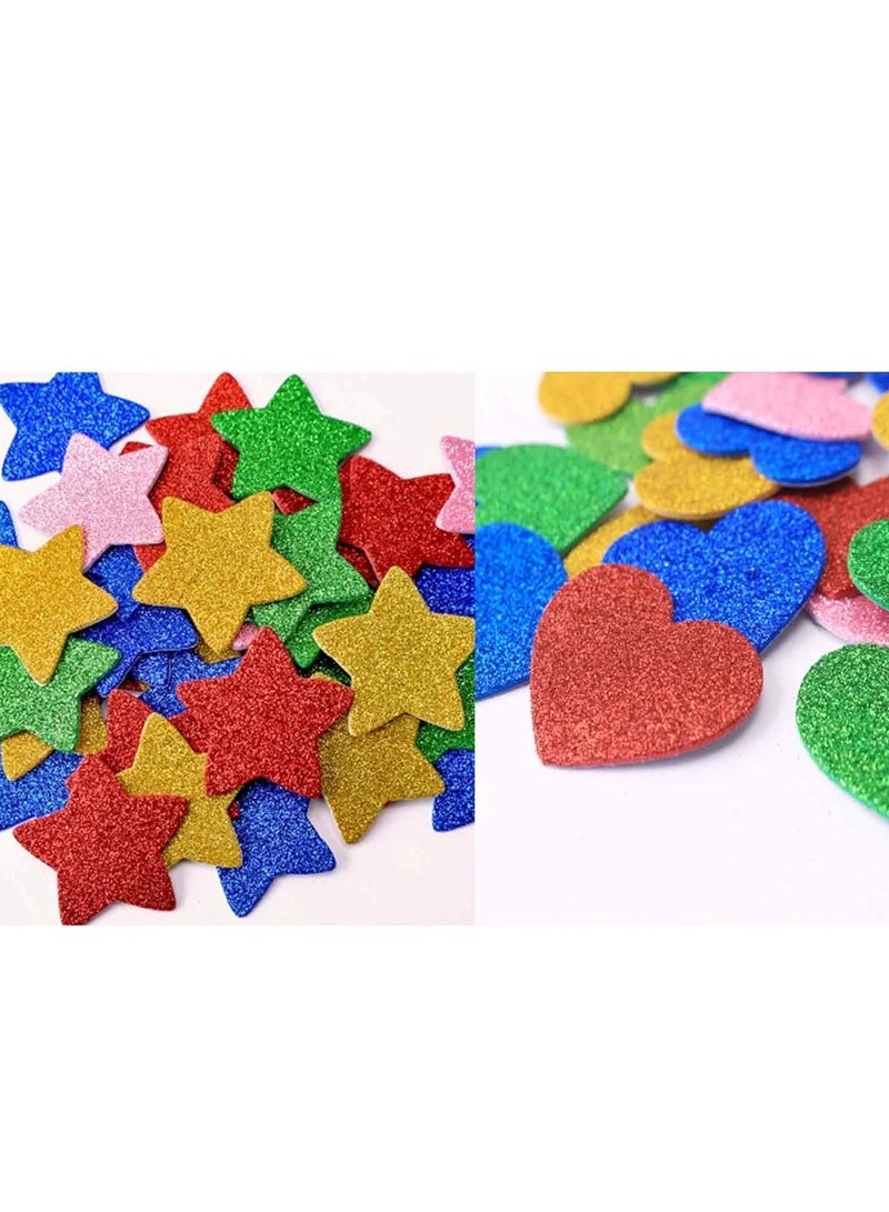 30 قطعة من الملصقات الإسفنجية ذاتية اللصق على شكل نجمة وقلب من ملصقات الإسفنج للأطفال والأطفال والحرف الفنية اليدوية، وديكور الحفلات، وسجلات القصاصات وصناعة البطاقات، ألوان متنوعة (شكل قلب + نجمة)