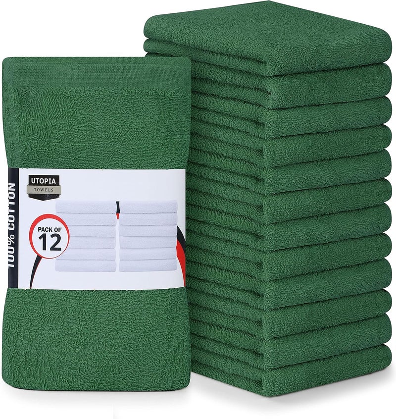 Utopia Towels Kitchen Bar Mops, Pack of 12, 16 by 19 Inches, 100% Cotton Super Absorbent Hunter Green Towels, Multi-Purpose Cleaning Towels for Home and Kitchen Bars - Image 1