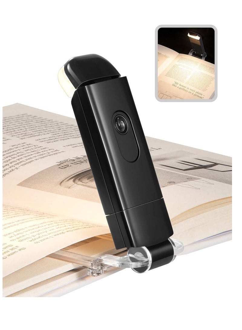 ميكسد ضوء كتاب قابل لإعادة الشحن عبر USB للقراءة في السرير، أبيض دافئ، سطوع قابل للتعديل، مشبك LED على أضواء قراءة الكتب، مثالي لديدان الكتب، والأطفال، أسود - Image 1