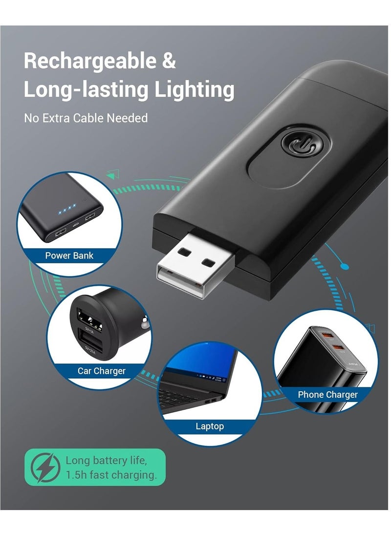 ميكسد ضوء كتاب قابل لإعادة الشحن عبر USB للقراءة في السرير، أبيض دافئ، سطوع قابل للتعديل، مشبك LED على أضواء قراءة الكتب، مثالي لديدان الكتب، والأطفال، أسود - Image 3