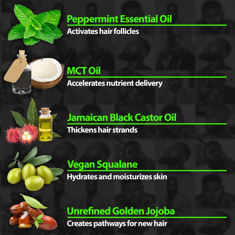 BBS BEST BEARD STUFF زيت نمو الشعر واللحية GROW ماكس XXL للرجال • سيروم نمو اللحية الذي يملأ البقع ويصلح الترقق مضمون • علاج للشعر واللحية • مكثف ومُعزز • مصنوع في الولايات المتحدة الأمريكية - Image 2