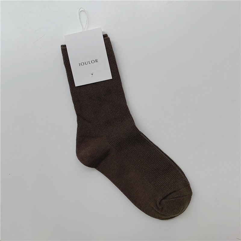 Korean Style Cotton Tube Socks Brown