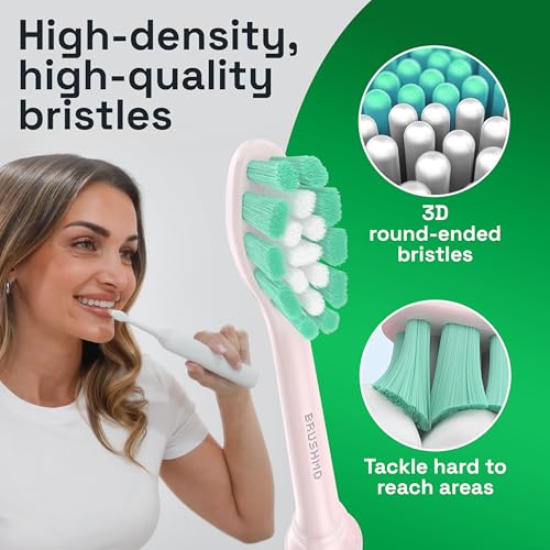 Brushmo Plaque Control Replacement Toothbrush Heads, Compatible with Philips Sonicare Click-on Electric Toothbrush Handles, 8 Standard Replacement Heads, Soft Dupont Bristles, BM928pk, Pink - Image 4