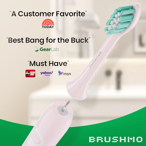 Brushmo Plaque Control Replacement Toothbrush Heads, Compatible with Philips Sonicare Click-on Electric Toothbrush Handles, 8 Standard Replacement Heads, Soft Dupont Bristles, BM928pk, Pink - Image 2