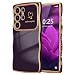 LCHULLE for Samsung Galaxy S25 Ultra Case for Women Girls Cute Wave Frame Curly Shape with Love Heart Camera Protection Cover Luxury Plating Shockproof Phone Case for Galaxy S25 Ultra 5G Dark Purple - Image 2