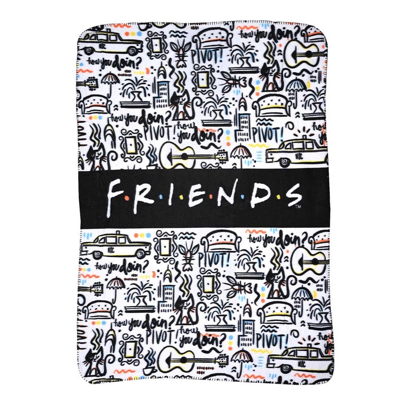 Northwest The Company - Friends TV Show How You Doin' & Pivot NYC Fleece Throw Blanket, Soft and Cozy Lightweight Plush Fabric Bed Cover and Room Décor - Size 45inx 60in - Image 1