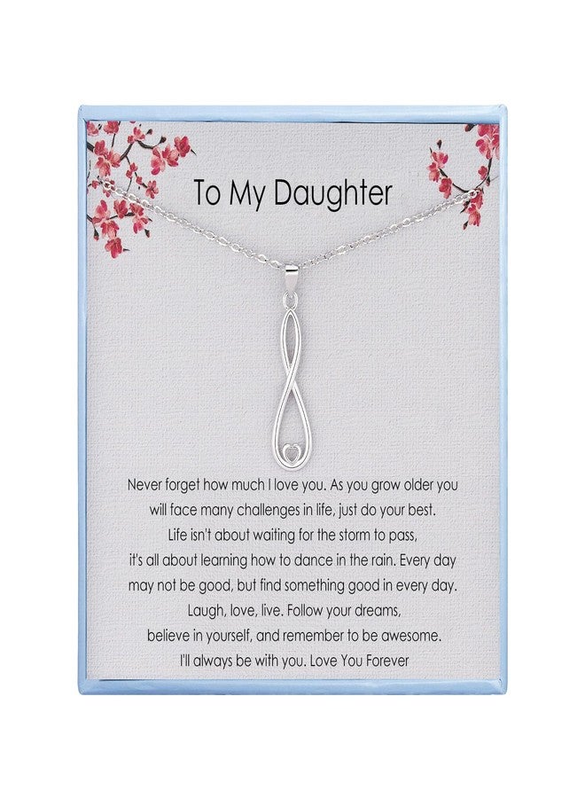 بيرنينج لوف قلادة "إلى ابنتي" من الفضة الإسترلينية بتصميم إنفينيتي، هدية مثالية لأعياد ميلادها وحفلات تخرجها. - Image 1