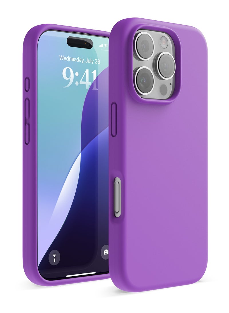 Elago Liquid Silicone for iPhone 16 PRO Case Cover Full Body Protection, Shockproof, Slim, Anti-Scratch Soft Microfiber Lining - Neon Purple