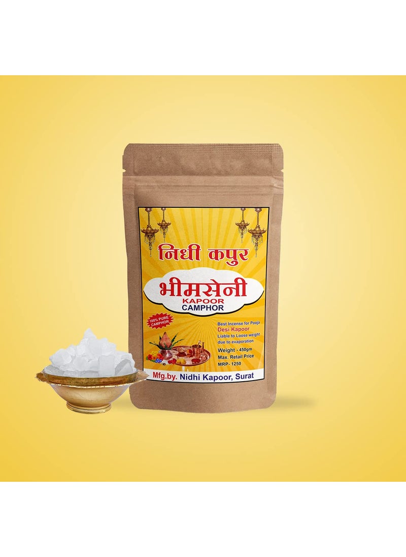 NIDHI KAPOOR Nidhi Original bhimseni camphor 100gmPure kapuroraganic camphormeditation room freshner 450gm  - Image 1