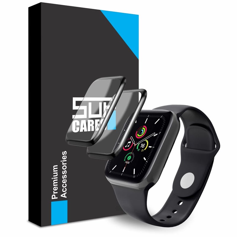 SupCares Full Coverage Screen Protector for Apple Watch 4/5/6 and SE | 44mm | Pack of 2 | Black - Image 2