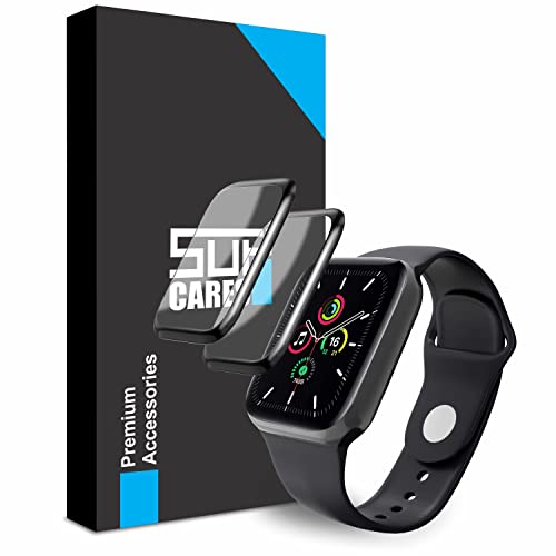 SupCares Full Coverage Screen Protector for Apple Watch 4/5/6 and SE | 44mm | Pack of 2 | Black - Image 1