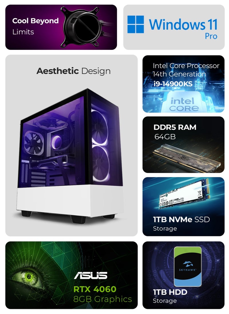 1st Wave Technology - FIRST WAVE XTREME WORKSTATION PC-Intel Core i9-14900K/64GB DDR5 RAM/1TB NVMe SSD/1TB HDD/ASUS RTX4060 8GB Graphics/Win11 Pro/1+1 Year Warranty AI and Rendering + data processing & professional projects - Image 1