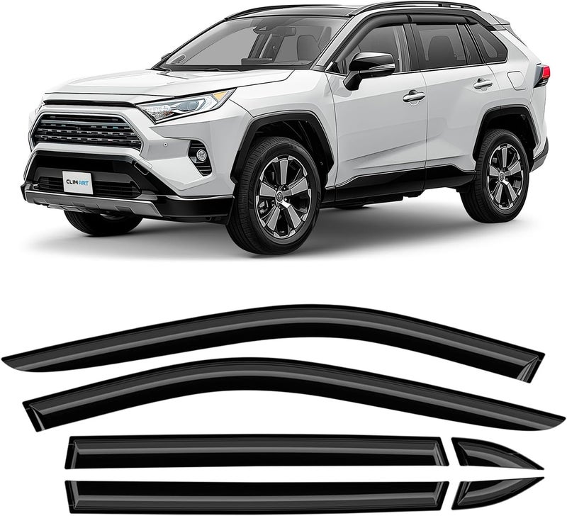 CLIM ART حراس المطر المتينين من CLIM ART لتويوتا RAV4 2019-2024 - 6 قطع من واقيات النوافذ - Image 1