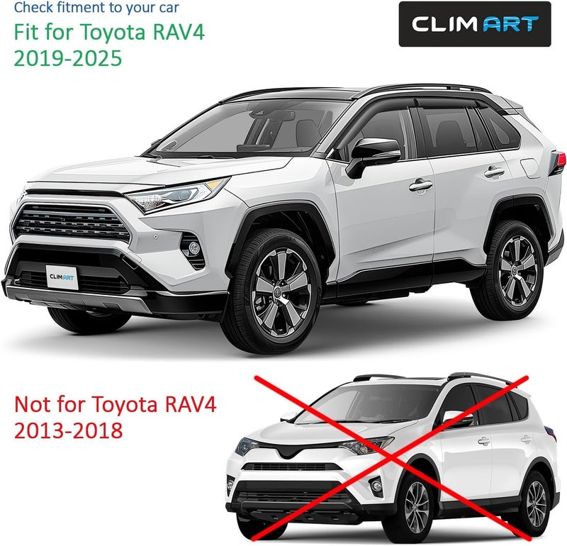 CLIM ART حراس المطر المتينين من CLIM ART لتويوتا RAV4 2019-2024 - 6 قطع من واقيات النوافذ - Image 5