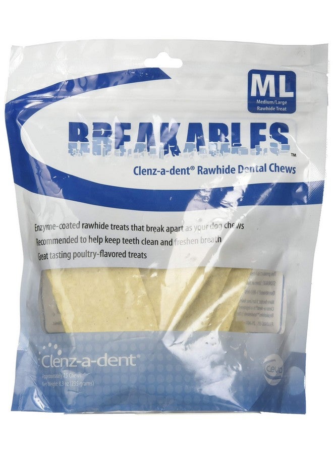 سيفا علكات أسنان CEVA Animal Health Breakables Clenz-A-Dent Rawhide للكلاب، 15 قطعة (متوسطة/كبيرة) - Image 1