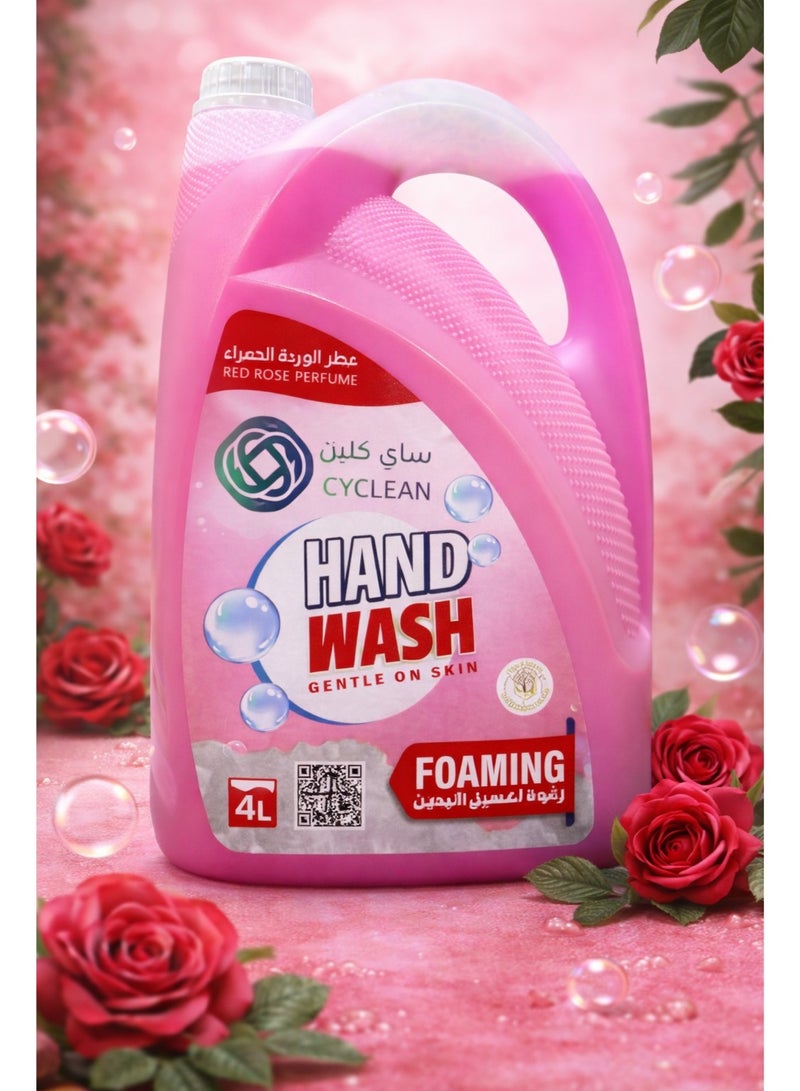 Red Rose Perfume Hand Wash 4L – Foaming Liquid Hand Soap with Floral Rose Fragrance – Gentle Daily Hand Wash for Soft & Clean Skin