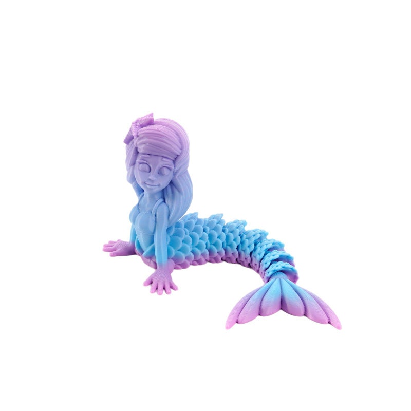 3D Printed Mermaid Action Figure Articulated Joints Desk Toy Decoration Holiday Gift - Image 1