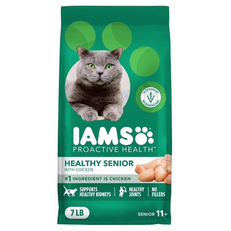 IAMS Proactive Health Healthy Senior Dry Cat Food with Chicken, 7 lb. Bag - Image 1