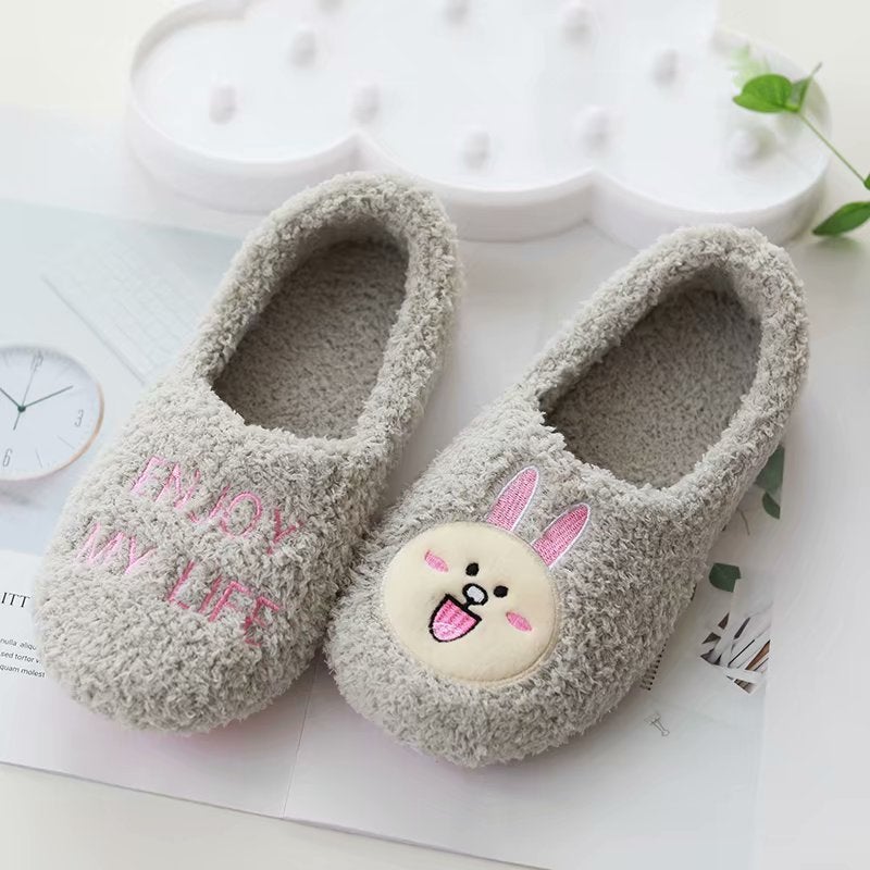 Cute Furry Shoes For , Home Parent-Child Non-Slip Cotton Slippers With Heel, Thick Maternity Shoes, Soft-Soled Floor Shoes - Image 5