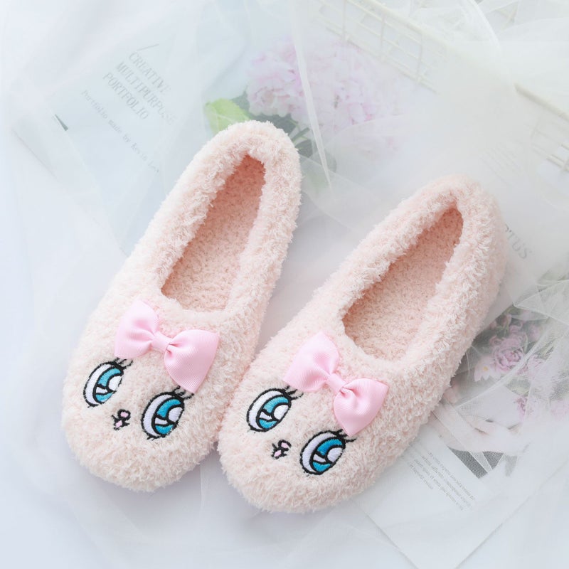 Cute Furry Shoes For , Home Parent-Child Non-Slip Cotton Slippers With Heel, Thick Maternity Shoes, Soft-Soled Floor Shoes - Image 4
