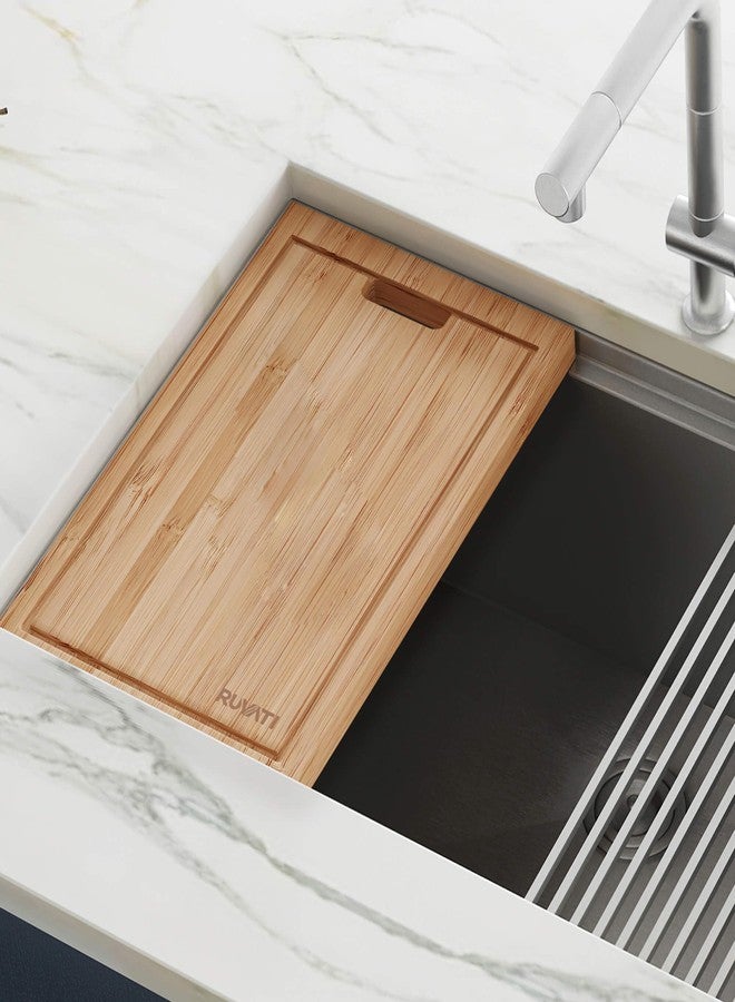 Ruvati 17 x 11 inch Bamboo Cutting Board for Ruvati Workstation Sinks - RVA1217BAM - Image 5