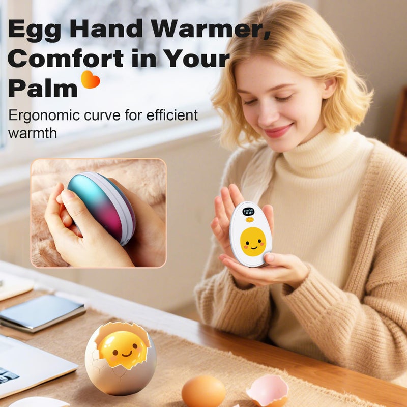 Taiofan Hand Warmers Rechargeable, 2 Pack Cute Egg Design, LED Display, 4 Levels Fast Heating Magnetic Electric Hand Warmers, Portable Pocket Heater Gifts for Women Men Outdoor Camping Hunting Golf - Image 5