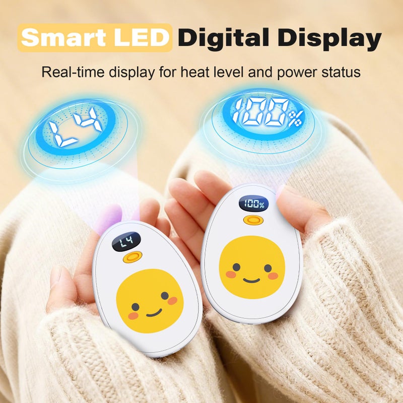 Taiofan Hand Warmers Rechargeable, 2 Pack Cute Egg Design, LED Display, 4 Levels Fast Heating Magnetic Electric Hand Warmers, Portable Pocket Heater Gifts for Women Men Outdoor Camping Hunting Golf - Image 3