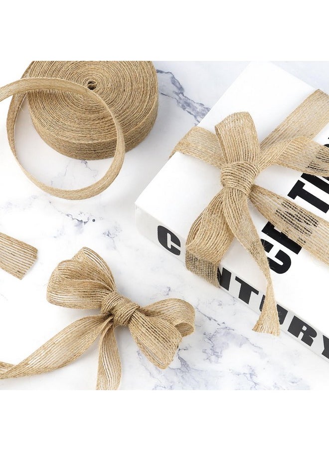 Tenalleys 21 Yard Burlap Wired Ribbon, Natural Burlap Fabric Roll for Holiday Party DIY Handmade Artist Home Decor Packaging,Tree Decoration,Outdoor Decoration (1 Inch Wide)  - Image 3