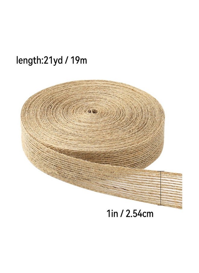 Tenalleys 21 Yard Burlap Wired Ribbon, Natural Burlap Fabric Roll for Holiday Party DIY Handmade Artist Home Decor Packaging,Tree Decoration,Outdoor Decoration (1 Inch Wide)  - Image 2