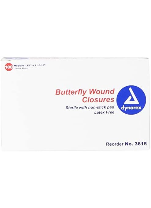 Dynarex Dynarex Adhesive Bandage Butterfly Fab Medium 38 Inches x 1 1316 Inches Sterile 100 Count  - Image 2