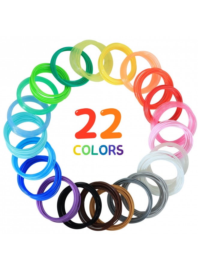 BBLIFE 1.75mm PLA 3D Pen/Printer Filament Refill, 22 Colors, Each Color 10ft, Total 220ft PLA Filament Sample Pack, Support with MYNT3D SCRIB3D 3D Printing Pen, Compatible with 3Doodler Pen - Image 1