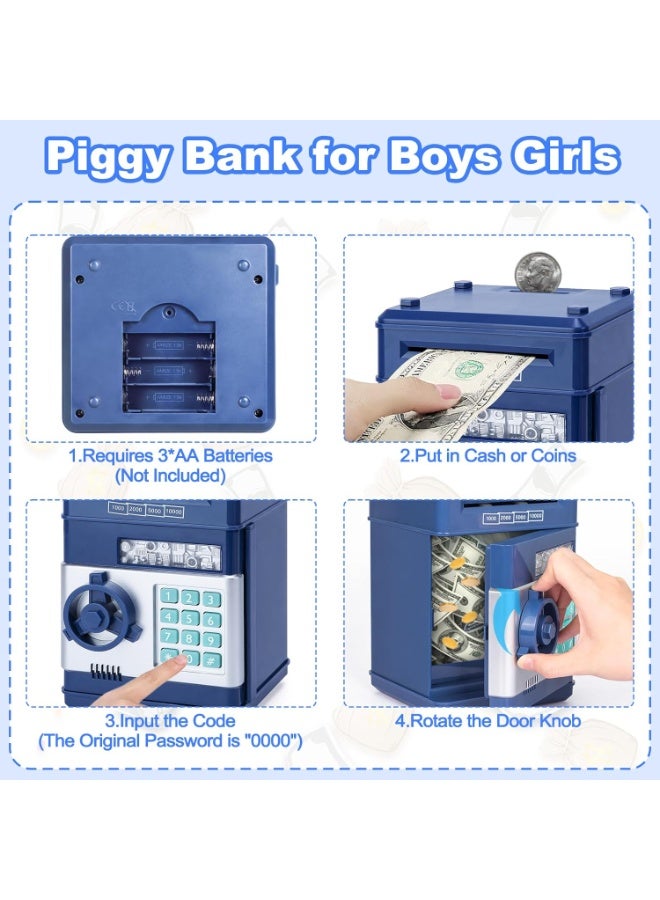 ARGT حصالة إلكترونية للأطفال – صندوق توفير المال بكلمة مرور، لعبة آمنة للنقود والقطع النقدية، هدية مميزة - Image 3