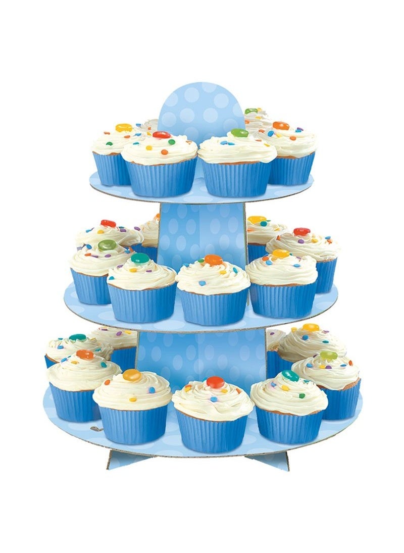 Unique Blue Cupcake Treat Holder Three-Tier Stand Party Display 34cm