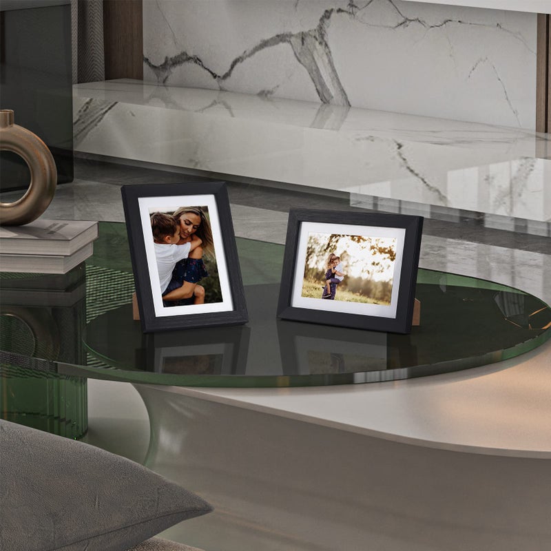 Lavezee 4x6 إطار الصورة الأسود مجموعة من 6 إطارات متعددة مصحوب لعرض الصور 4x6 مع حصيرة أو 5x7 بدون حصيرة على الجدار والطاولة - Image 3