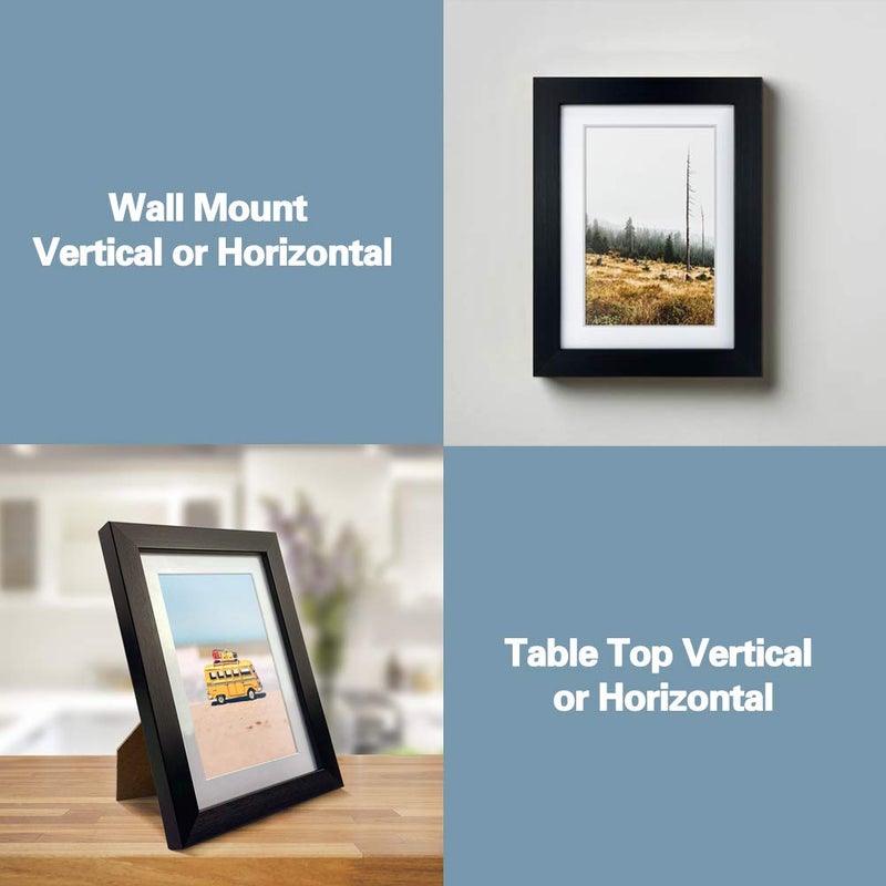 Lavezee 4x6 إطار الصورة الأسود مجموعة من 6 إطارات متعددة مصحوب لعرض الصور 4x6 مع حصيرة أو 5x7 بدون حصيرة على الجدار والطاولة - Image 4