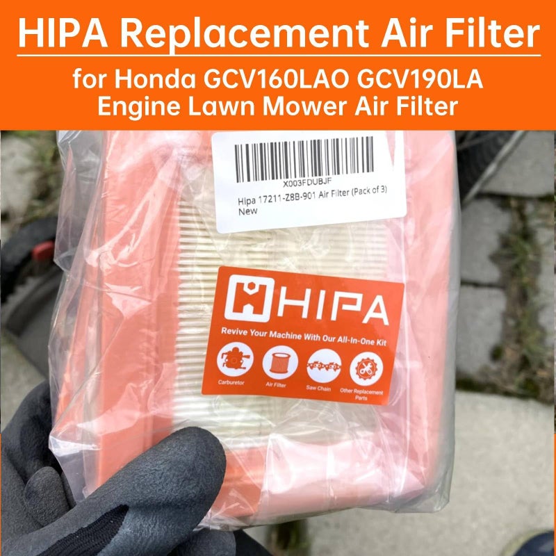 Hipa 3 Pack 17211-Z8B-901 Air Filter, Compatible with Honda GCV160LAO, GCV190LA Model Engines HRX217, HRS216, HRR216, HRX217K1, HU800AWD Walk Behind Mower, Premium Lawn Mower Air Filter - Image 4