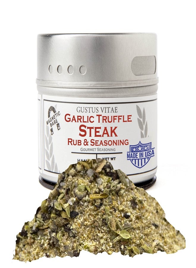 GUSTUS VITAE Garlic Truffle Steak Rub Seasoning | All Natural, Non GMO | Authentic Gourmet Spice Mix | Hand Made in Small Batches | GLP-1 Friendly | Made in USA | Sustainably Sourced, Ultra Premium Seasoning | Magnetic Tin | Gustus Vitae - Image 1