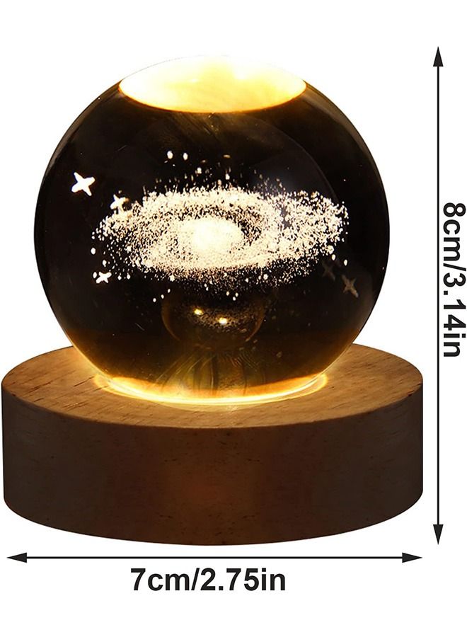 هومستر 1 قطعة زحل مضيئة ليلة ضوء دافئ الحلي 3D الليزر محفورة كريستال مصباح كروي مع قاعدة خشبية للمنزل والمكتب - Image 4